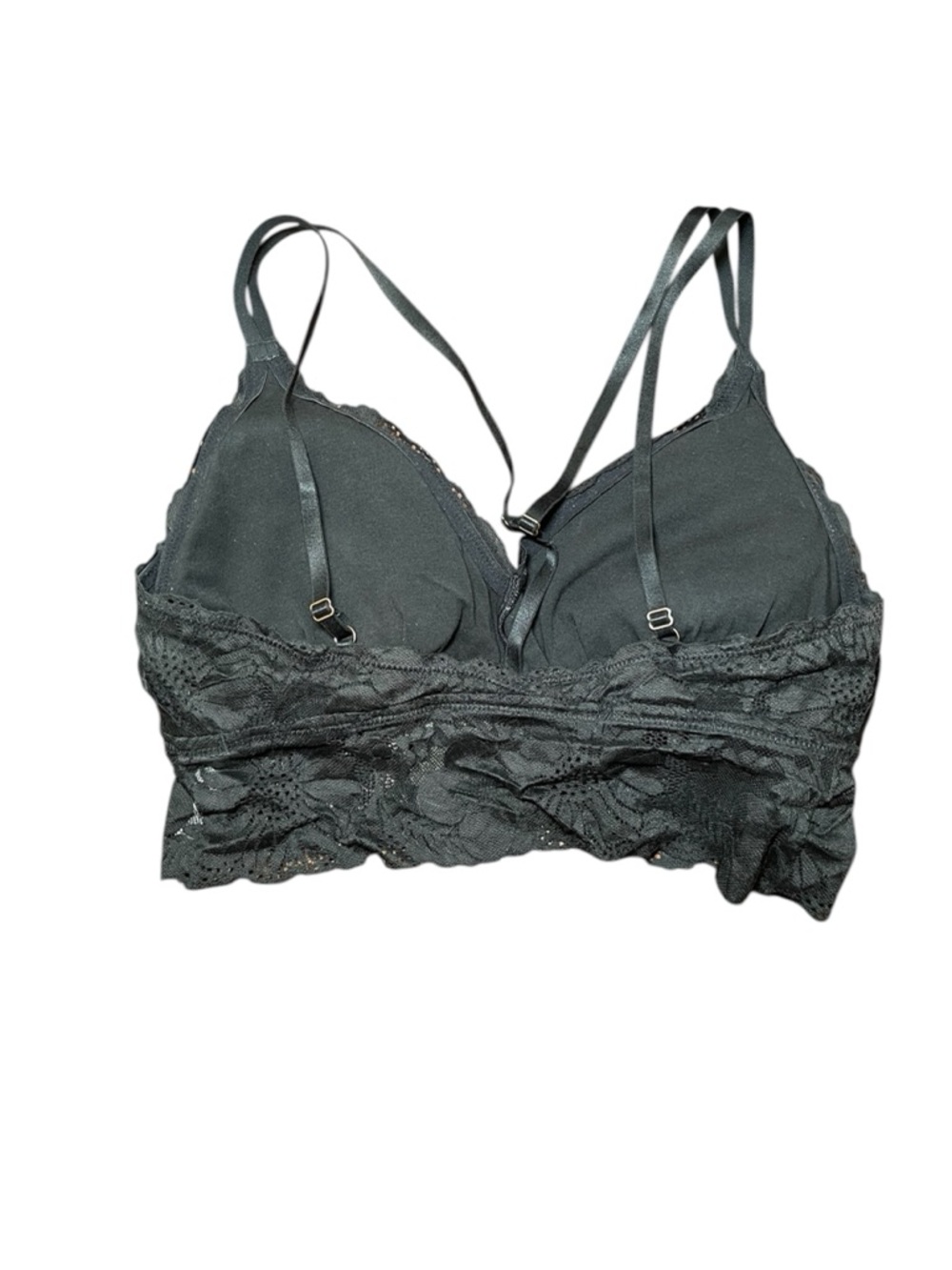 Aerie Bralette Black Padded Lace Racerback Gold Hardware Floral Boho XL - Picture 8 of 13